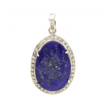 Sterling Silver Pendant with Lapis   Stone Seating